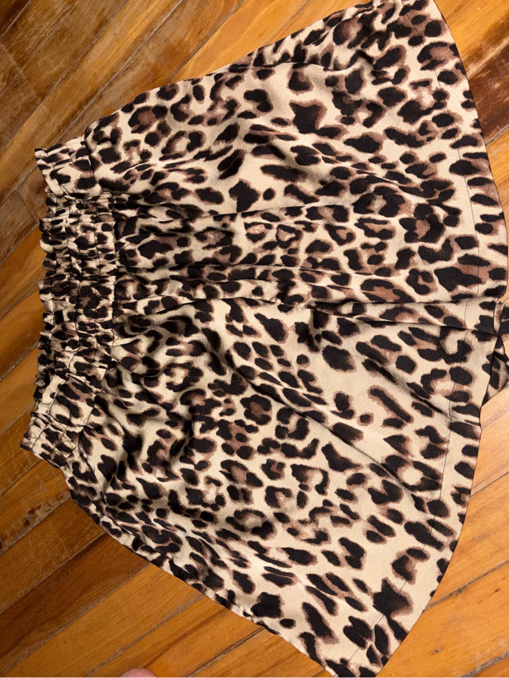 Leopard Print Elastic Waist Mini shorts- Brown/Black